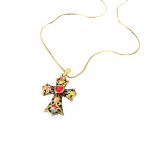 Multi-Stone Cross Necklace